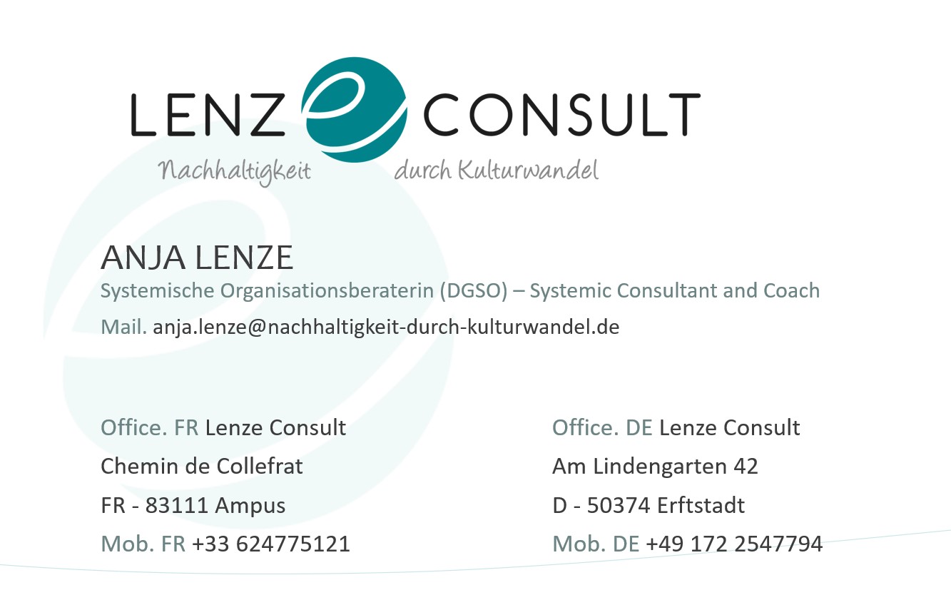 Business card with Anja Lenze's contact details